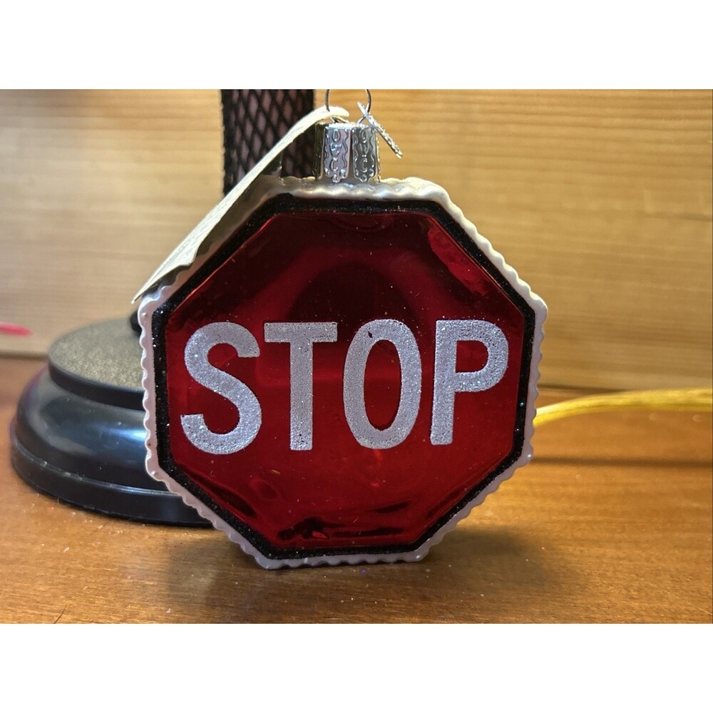 Stop Sign Woah Old World Christmas Ornament NEW with TAG RETIRED